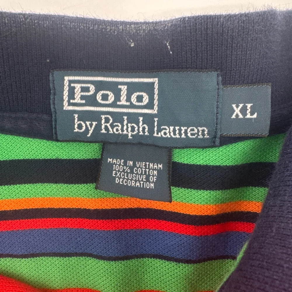 Men's Polo by Ralph Lauren XL Red Blue Green Striped Polo Shirt